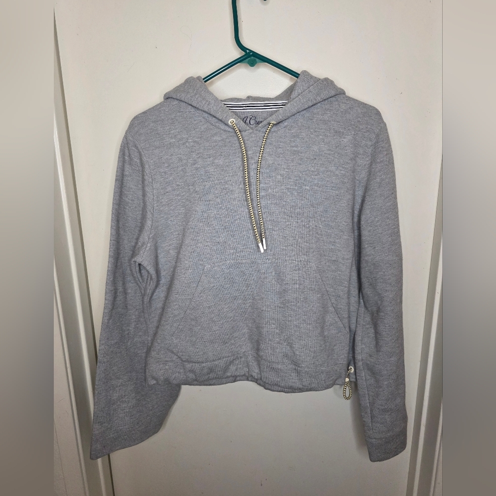 J Crew Gray Cropped Hooded‎ Wide Arms Women's Top Size XS